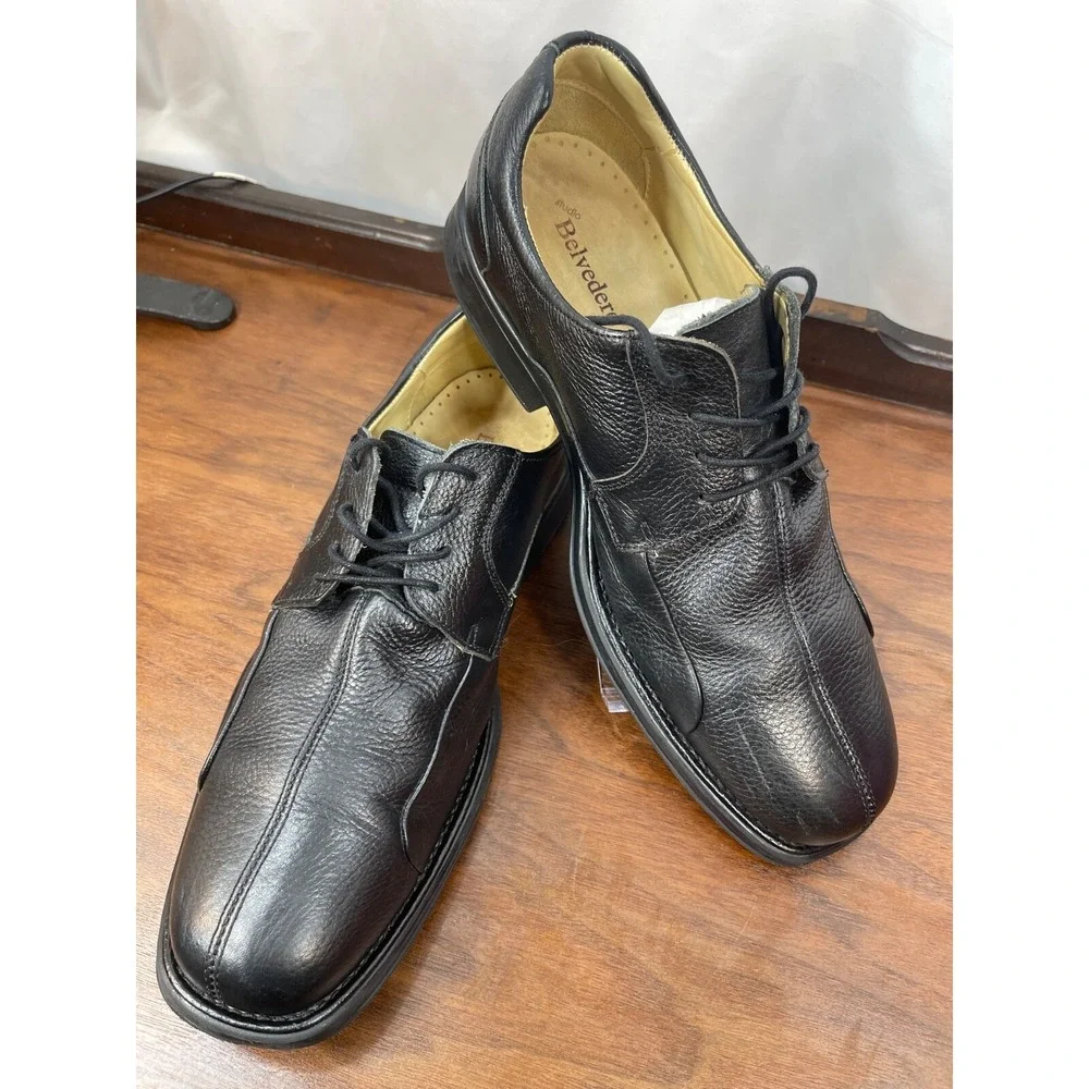 Men's Belvedere Baybridge Oxfords Sz 13 D Black Lace Dress Shoes Pebble Leather